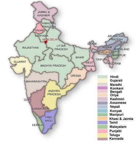 hindi language map