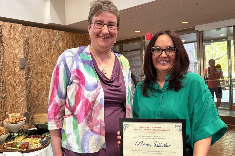 Tania Ionin and Natalia Sakhartova at SLCL award ceremony
