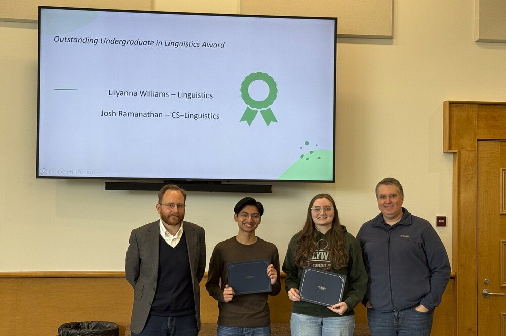 Josh Ramanathan & Lilyanna Williams receiving Outstanding Undergraduate Student Award