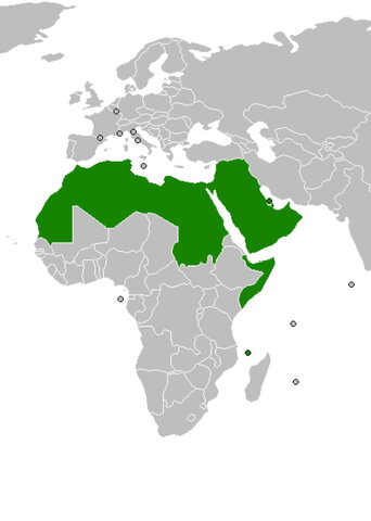 Map of where Arabic is Spoken