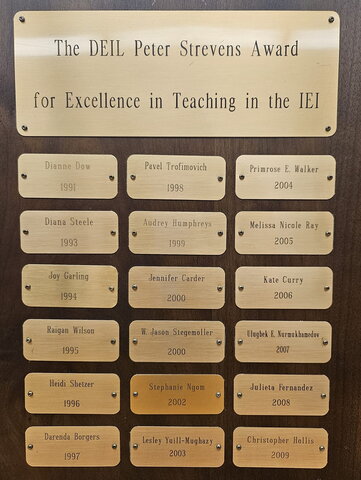 Peter Strevens Award for Excellence in Teaching Plaque 1