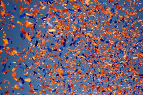 orange and blue confetti