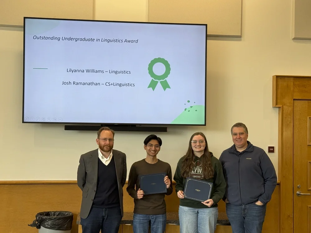 Josh Ramanathan & Lilyanna Williams receiving Outstanding Undergraduate Student Award